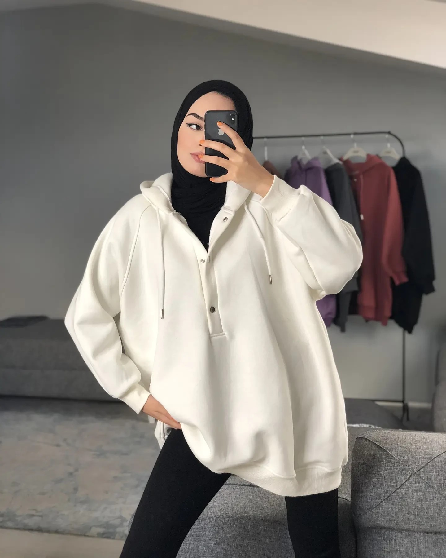 Şardonlu Sweatshirt Beyaz