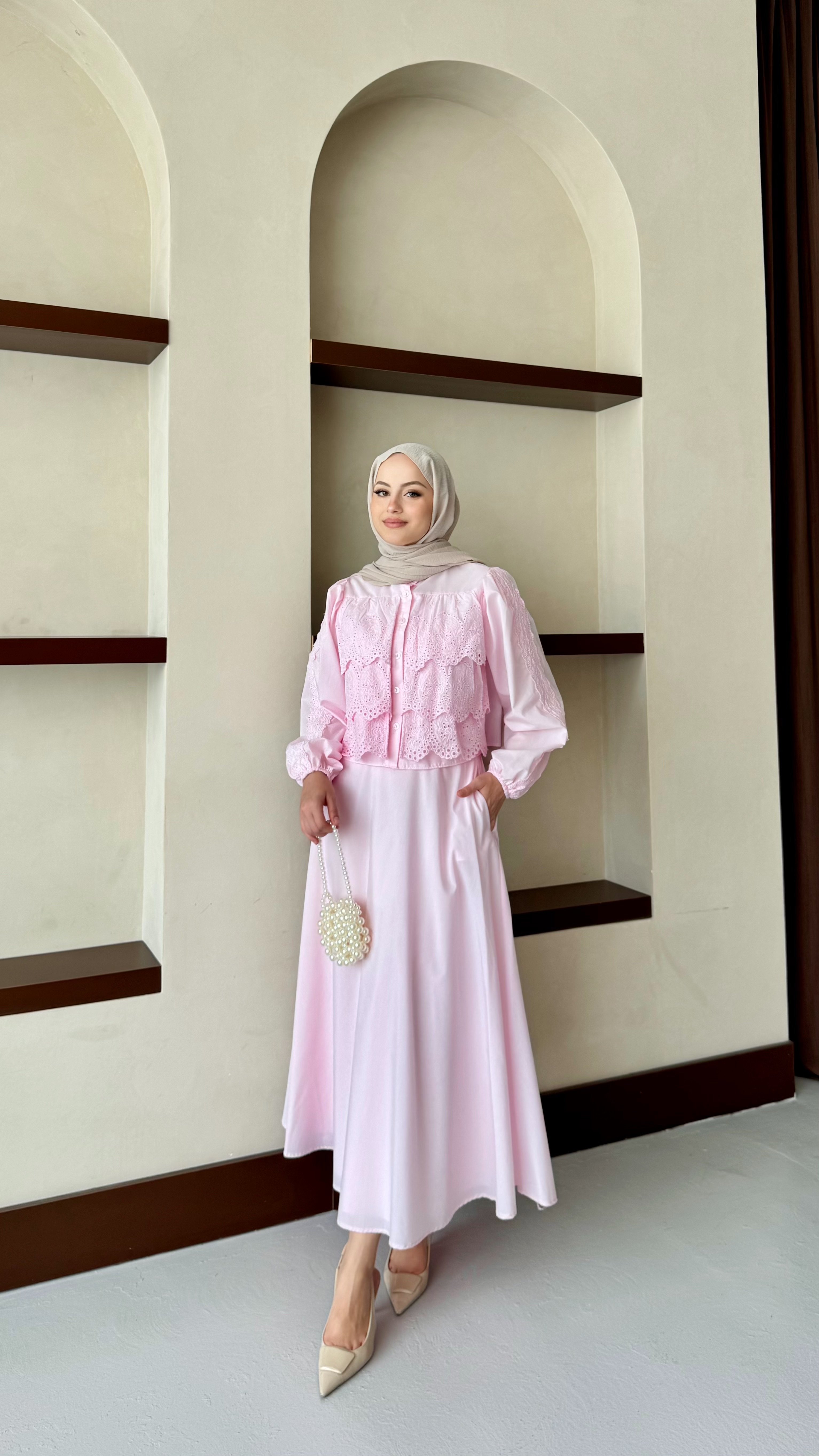 PİNTEREST GÜPÜR DETAYLI TAKIM - Pembe