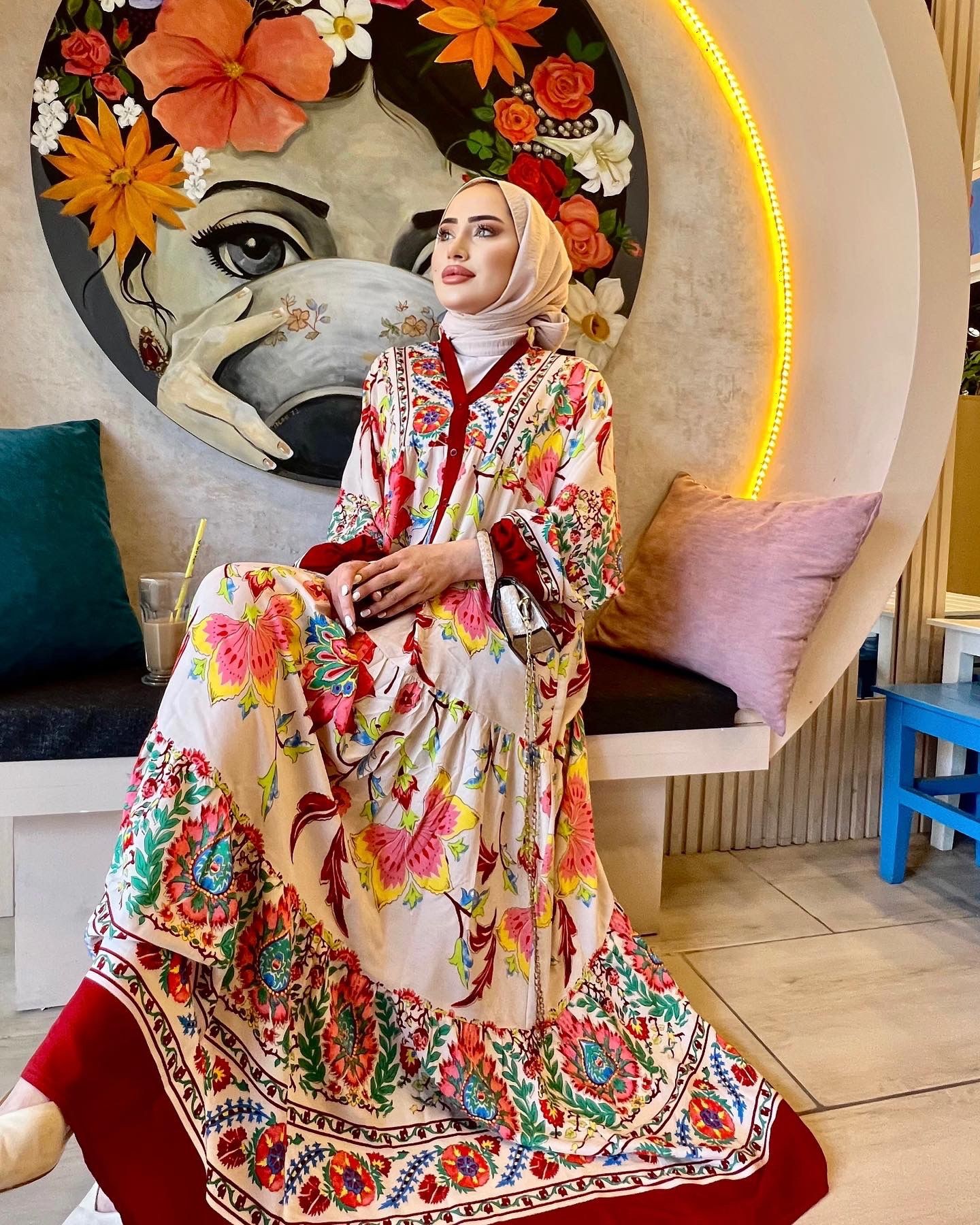 Lale Pamuk Elbise Bordo