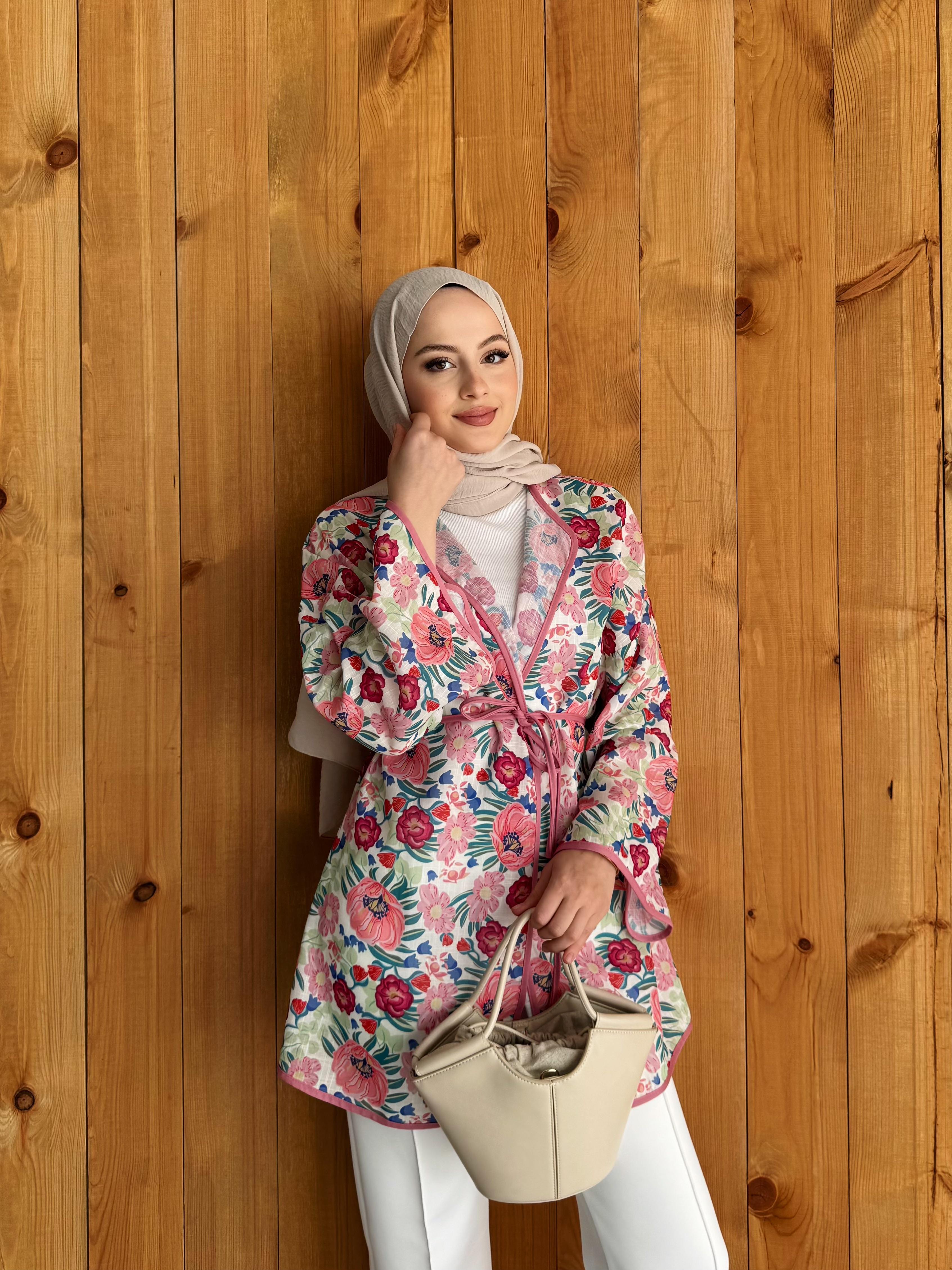 Flower Keten Kimono