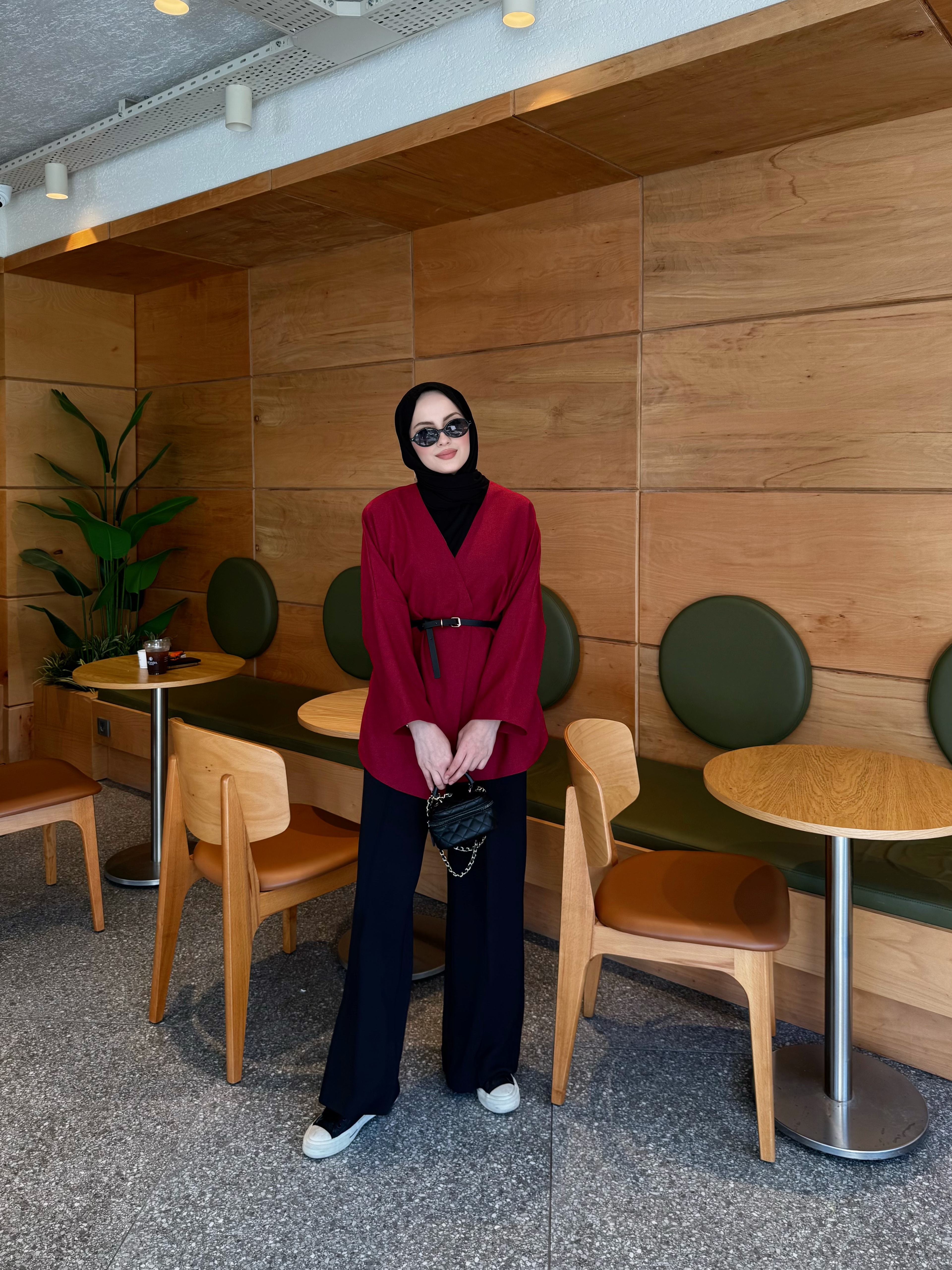 Puffy Deri Kemerli Kimono