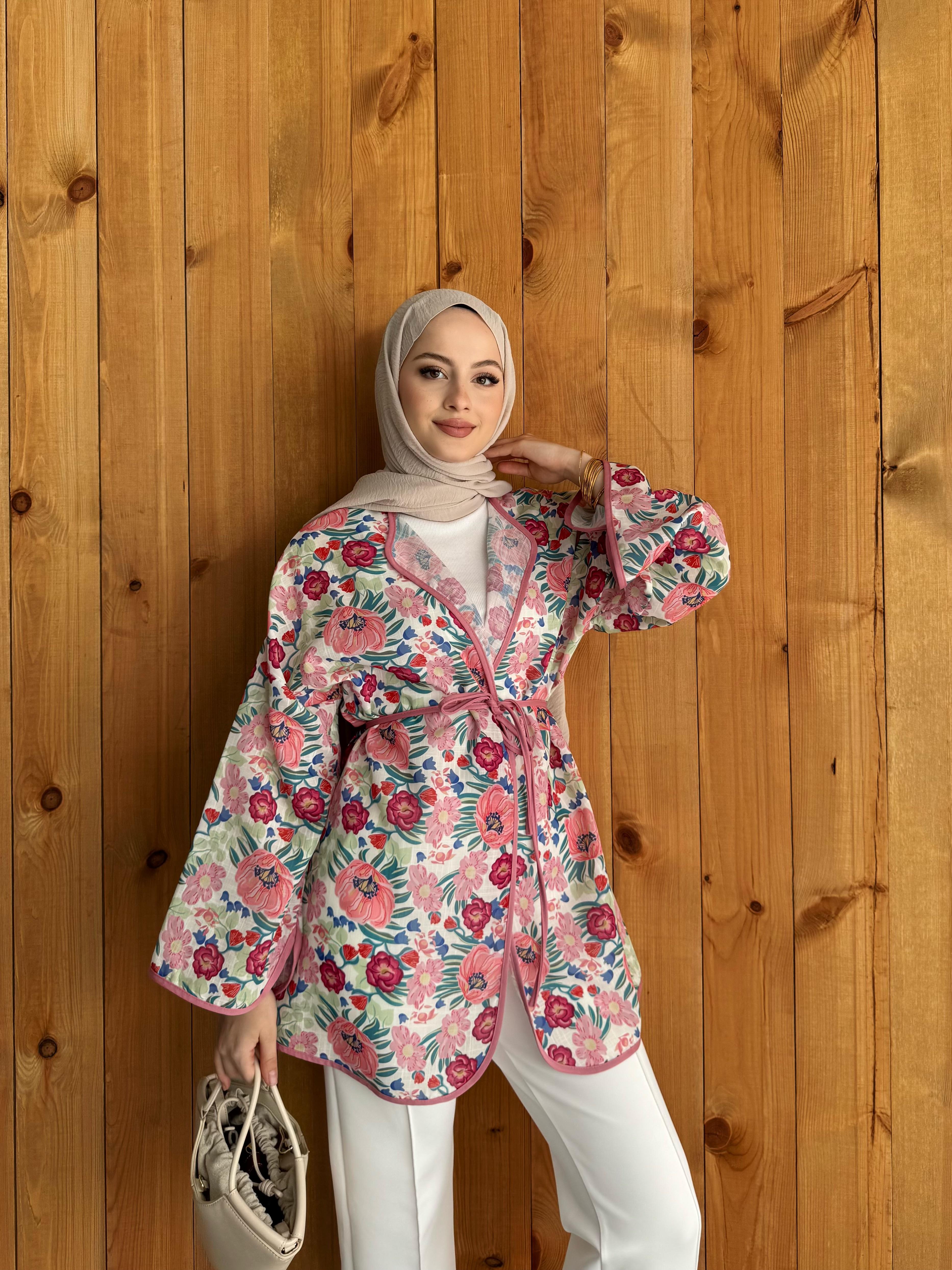 Flower Keten Kimono