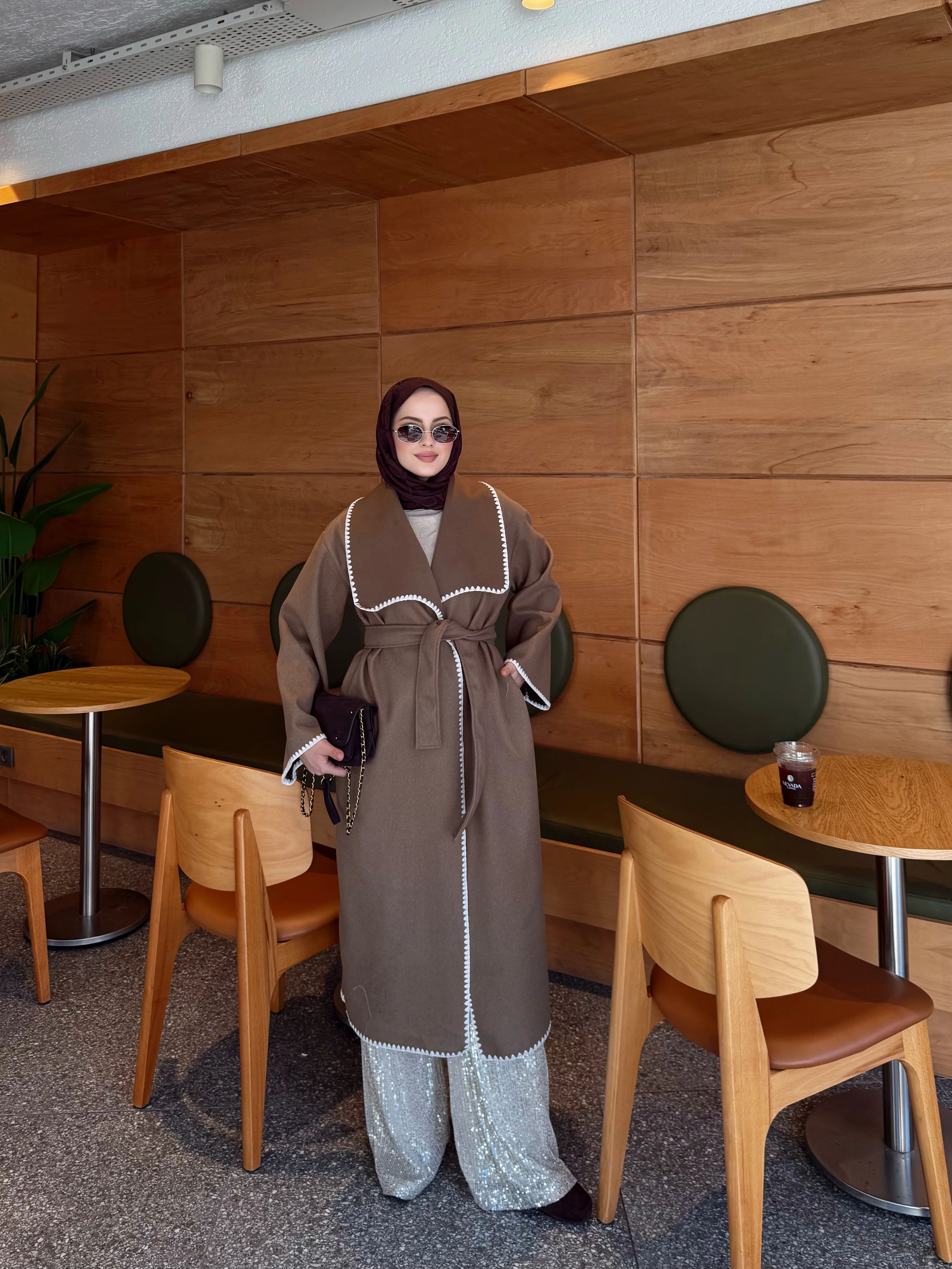 Çoban Dikişli Kaban - Kahve