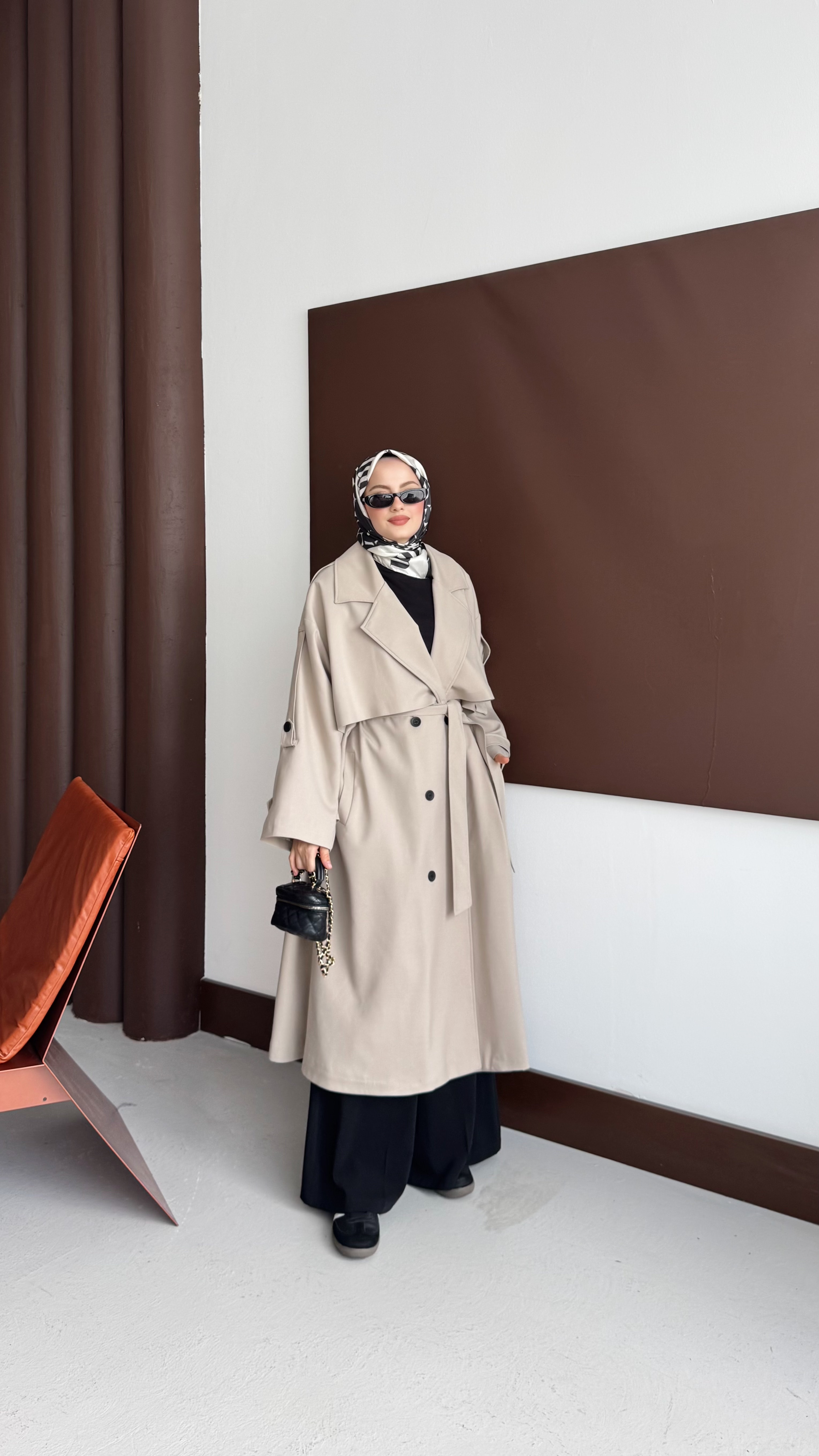 Duka Muadil Premium Trençkot - Bej