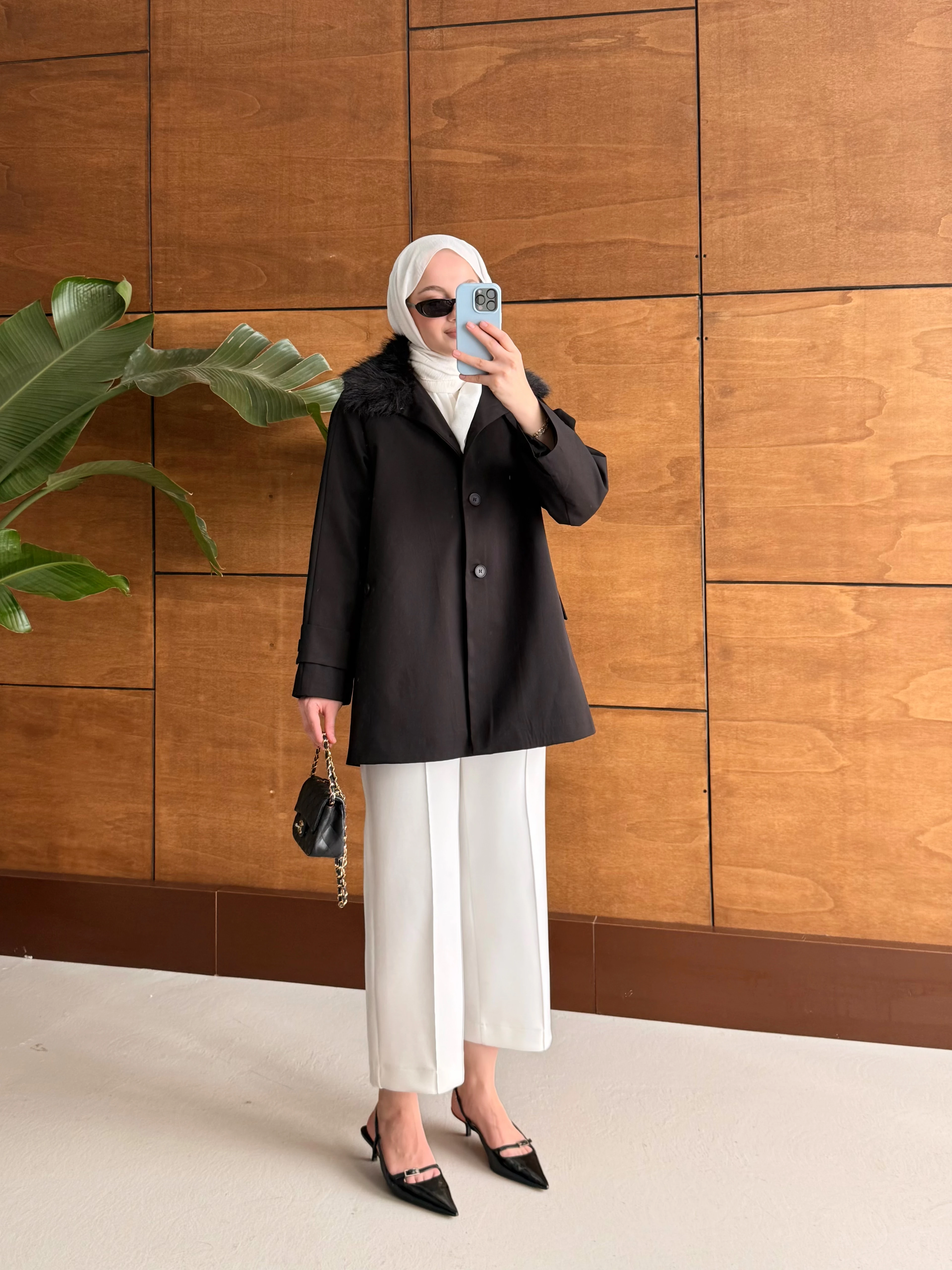 Kürk Detaylı Premium Parka - Siyah