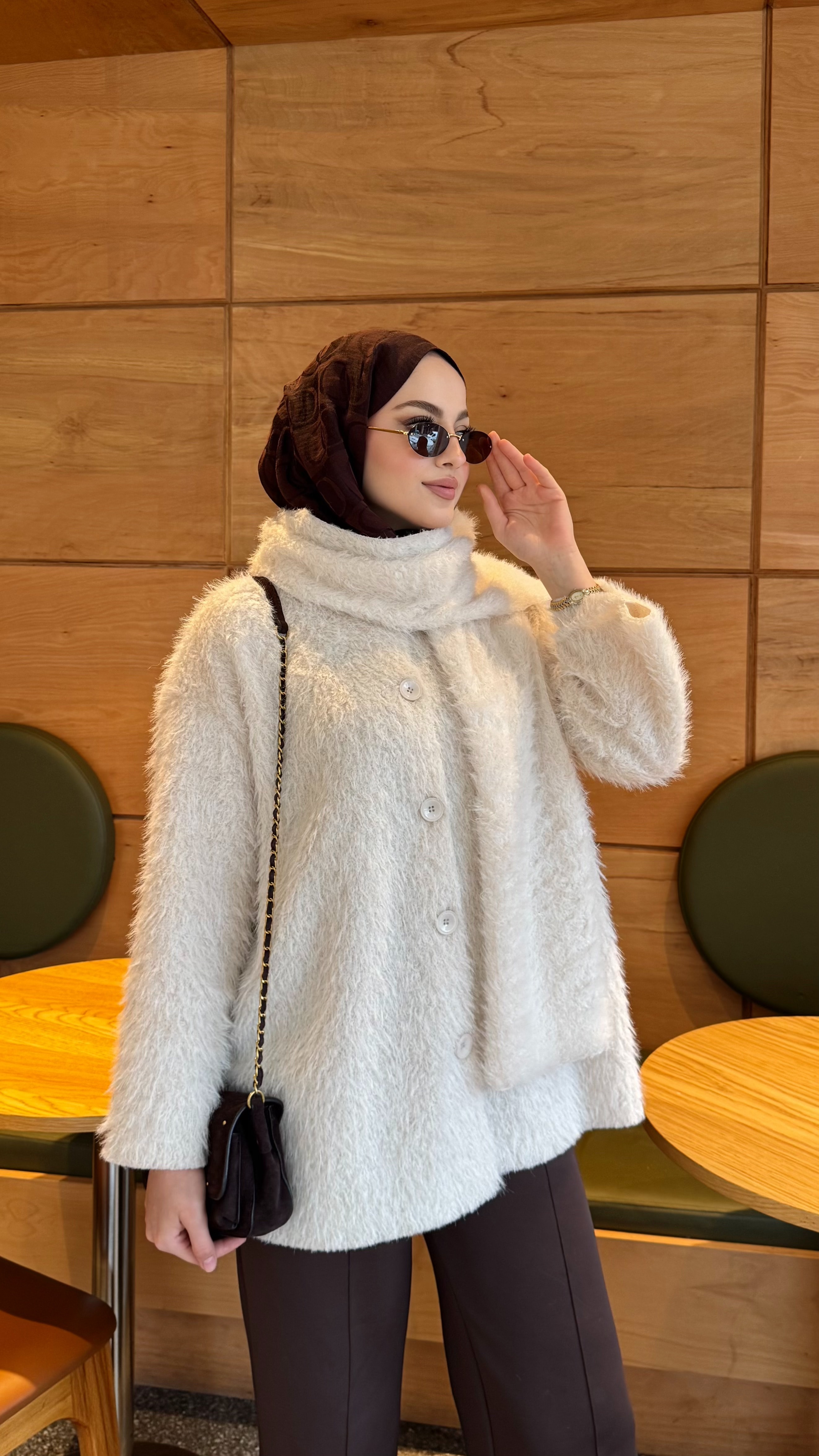 Atkı Detaylı Ceket - ekru