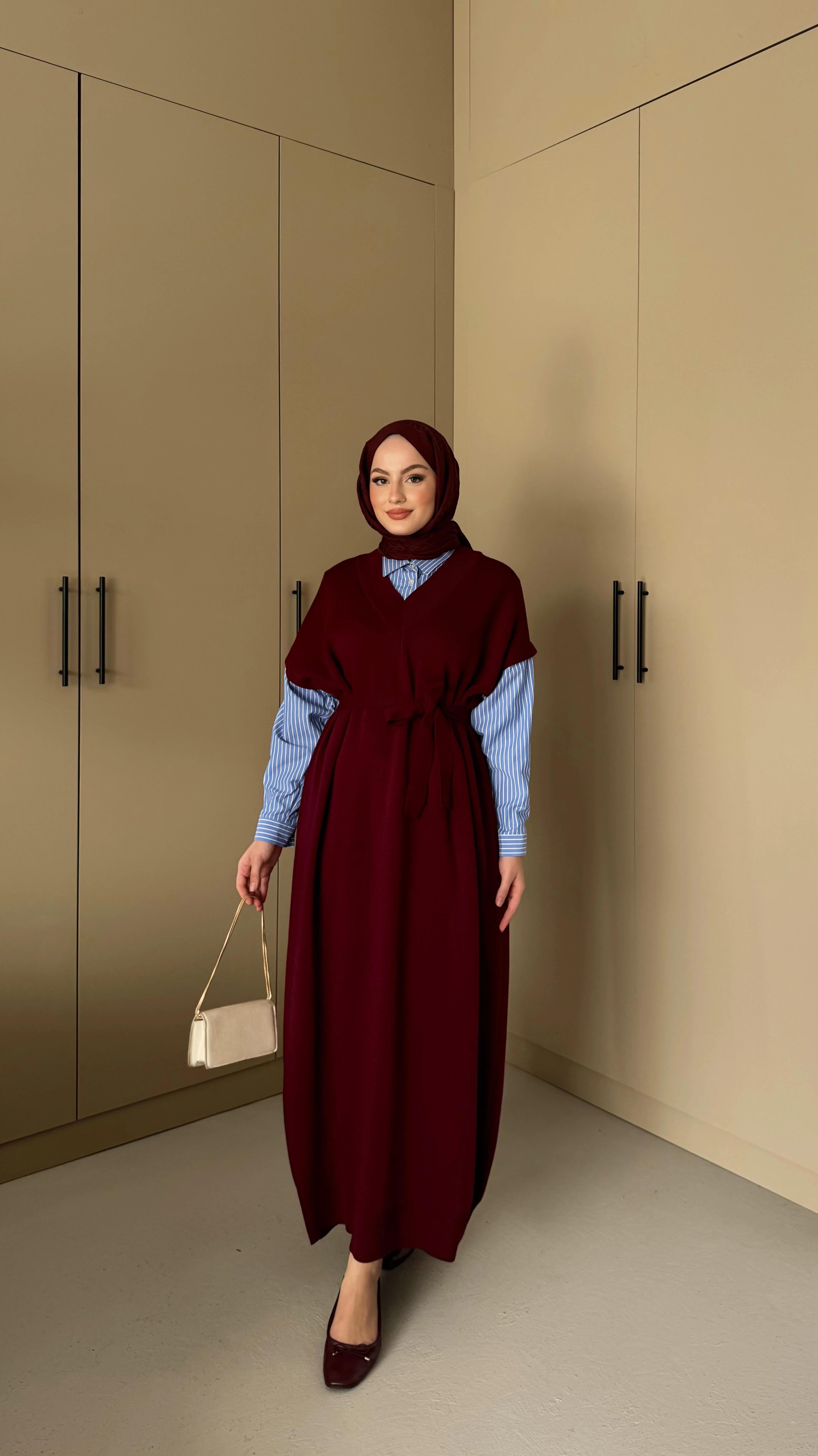 Gömlek Detaylı Triko Elbise