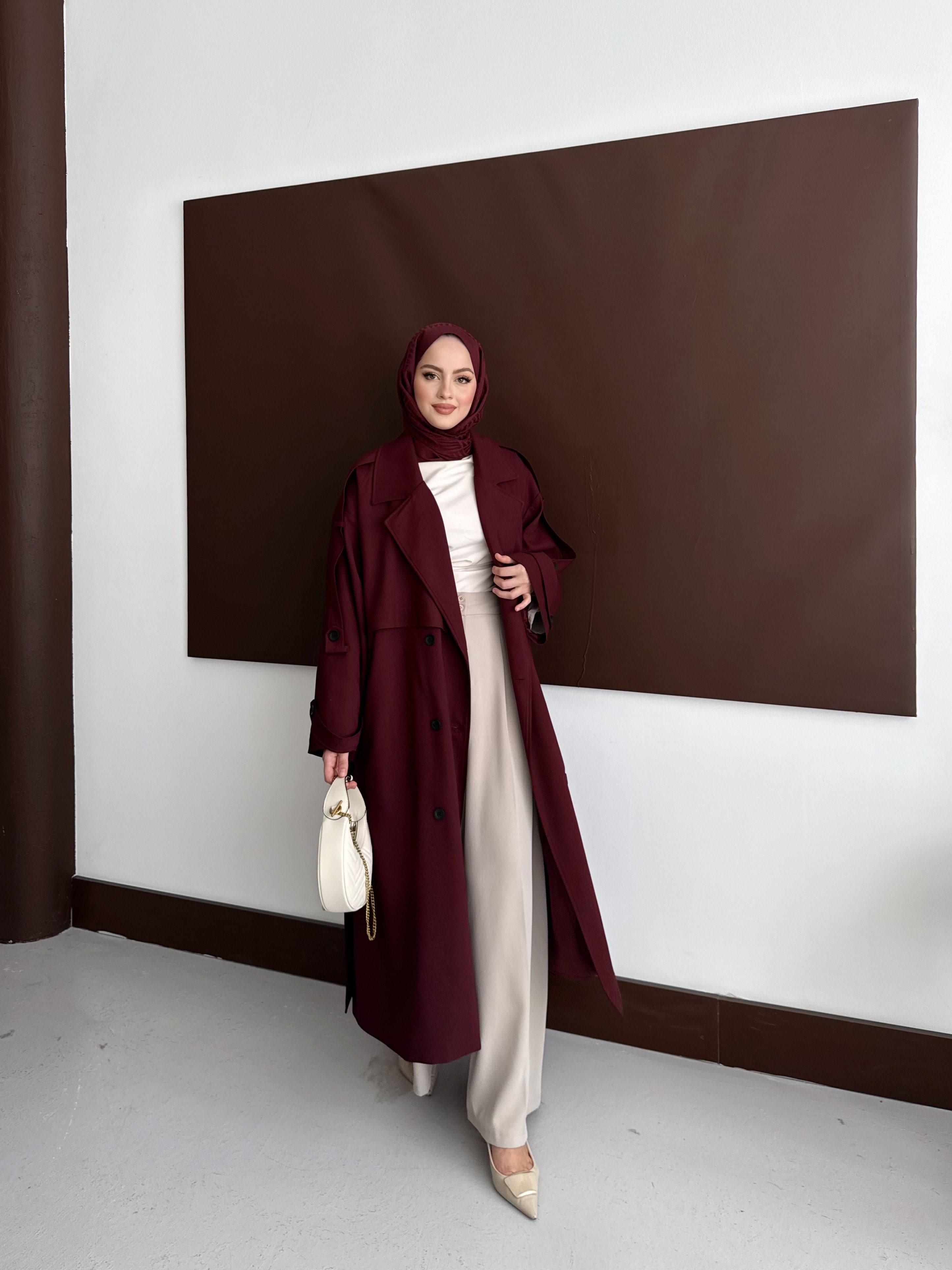 Duka Muadil Premium Trençkot - Bordo