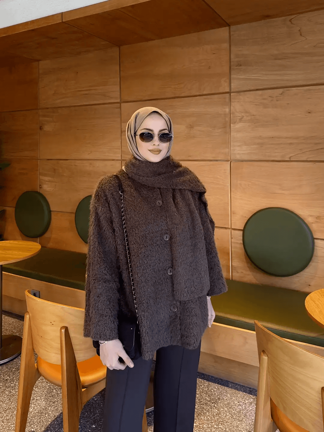 Atkı Detaylı Ceket - Kahve