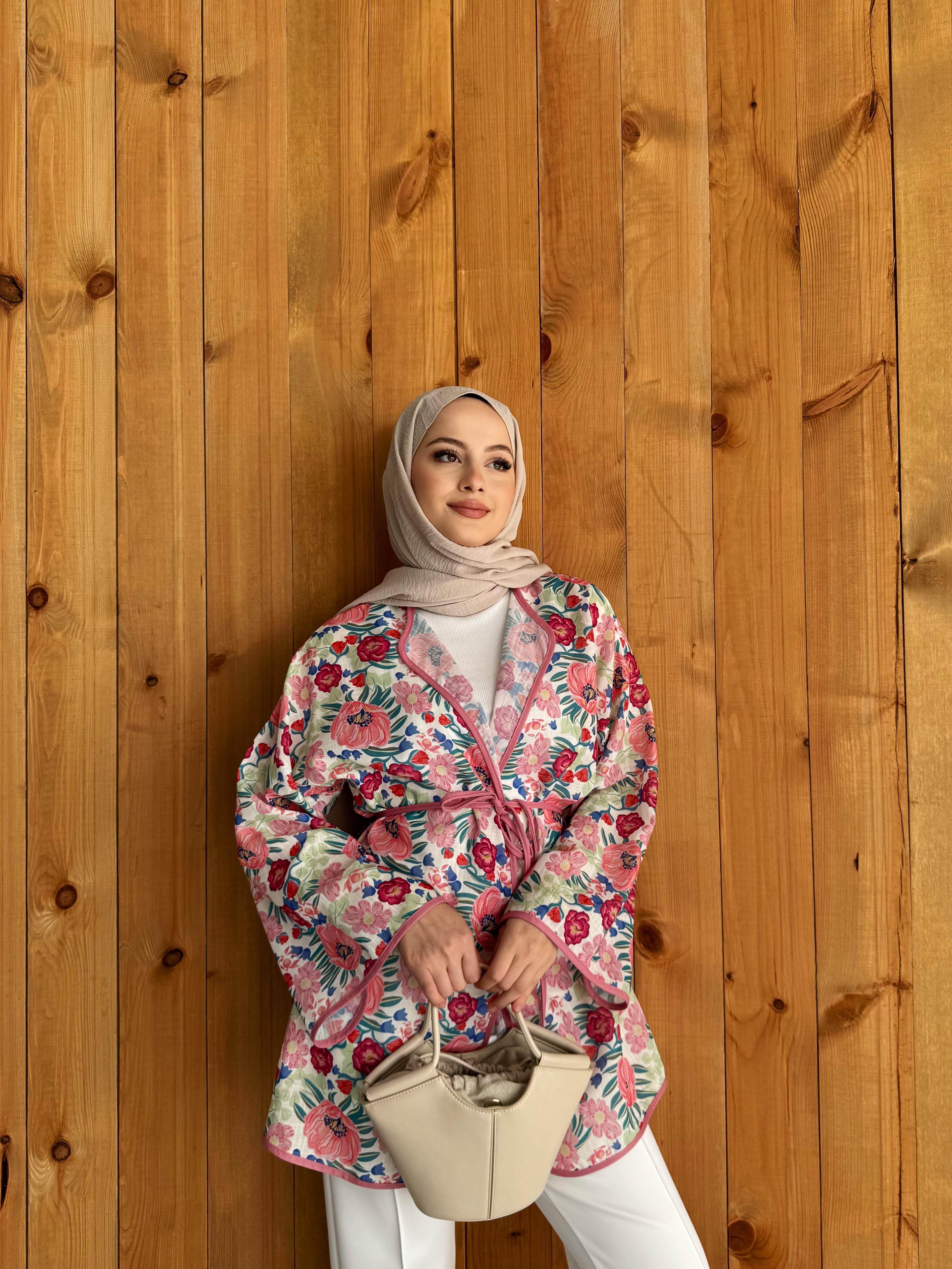 Flower Keten Kimono