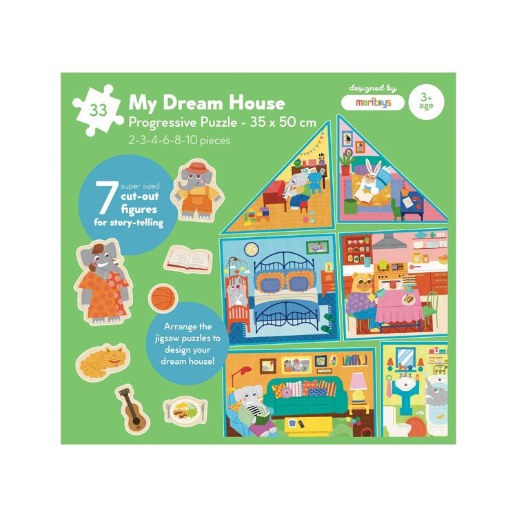 My Dream House: 6 in 1 Puzzle ( 2-3-4-6-8-10 Parça Yapboz) ile Hayalindeki Evi İnşa Et