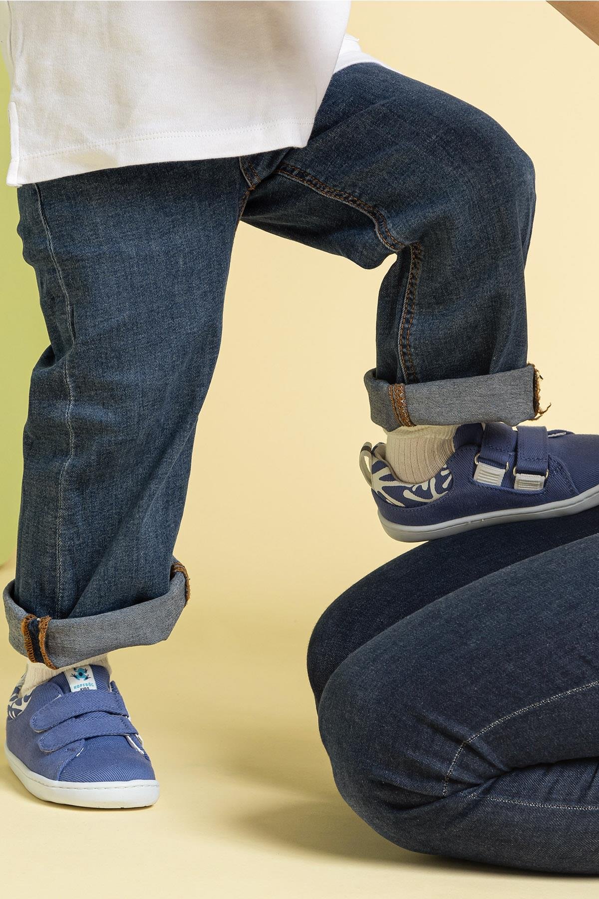 Hopfrög Smart Walker Recycled Canvas Eco Barefoot Çocuk Ayakkabı Lacivert