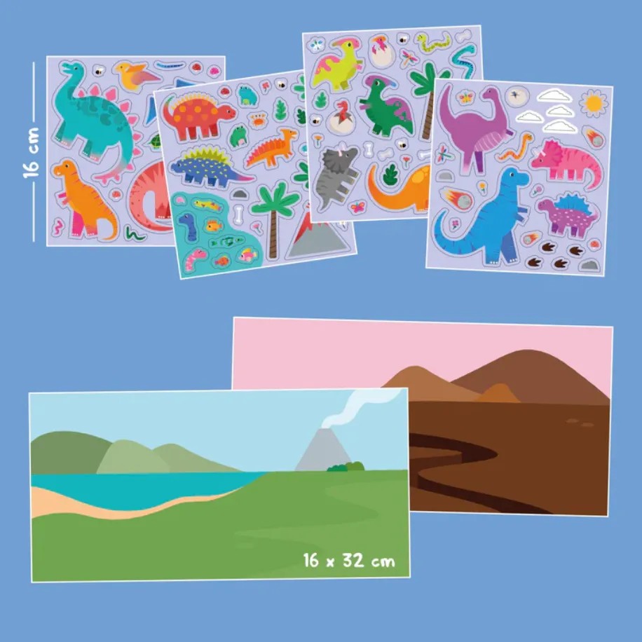Reusable Sticker Set: Dinosaurs - Tak Çıkar Çıkartma Oyunu