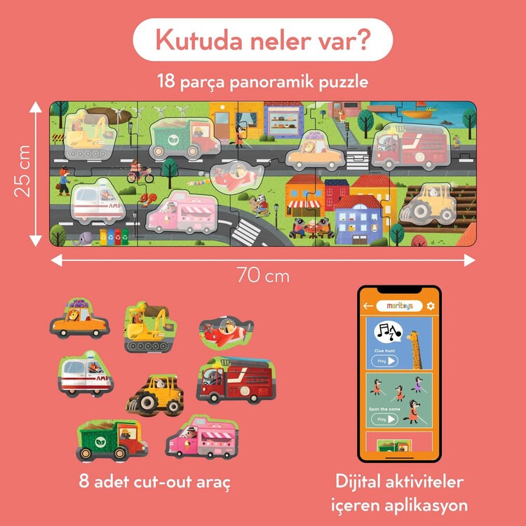 Vehicles Adventure: 18 Parça Yapboz, 8 Adet Oynanabilir Araç & Dijital Aktiviteler