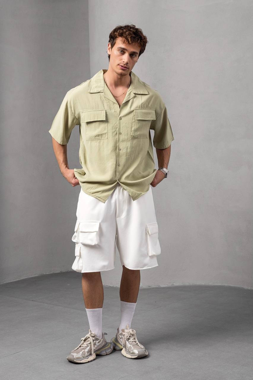 Yeşil Haki Oversize Gömlek 
