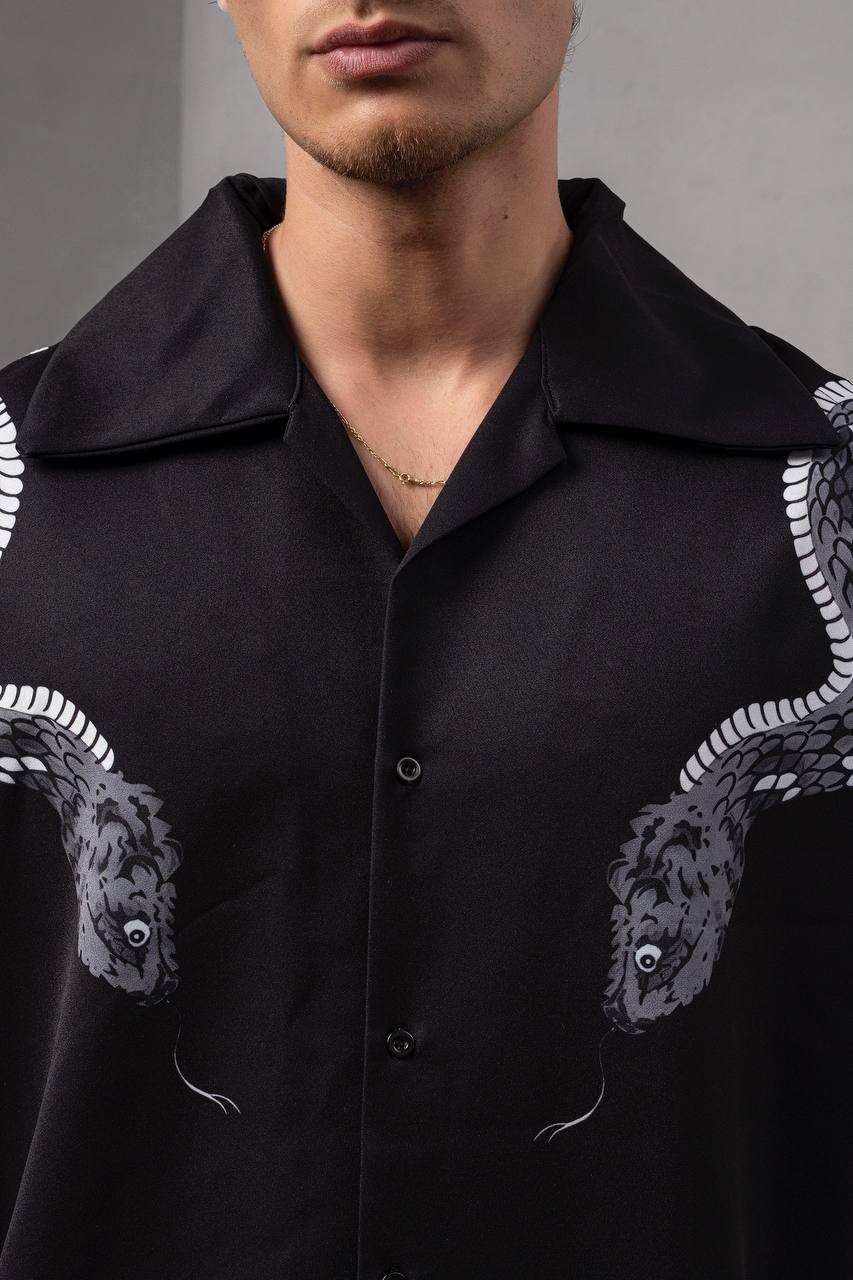 Yılanlı Oversize Gömlek ve Şort Takım