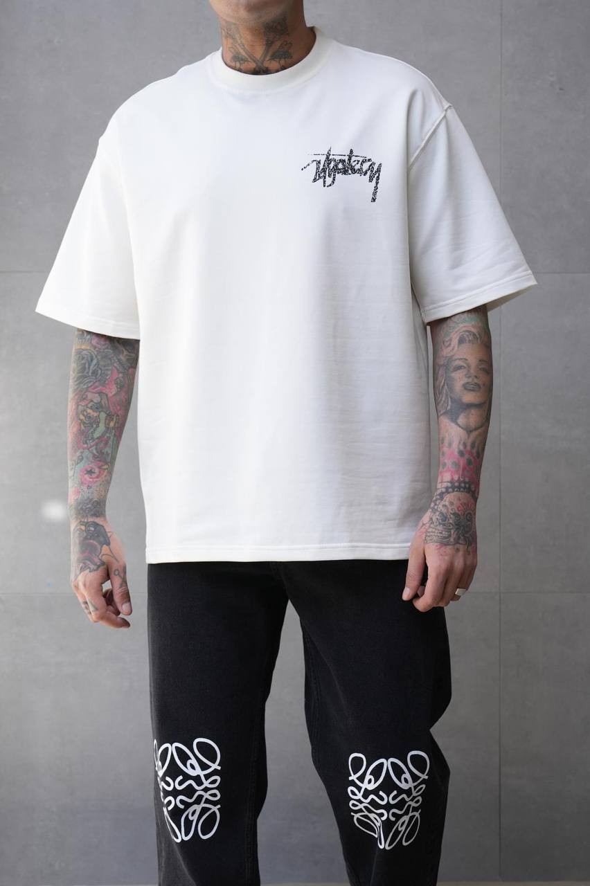 Baskılı Oversize Tshirt zar beyaz