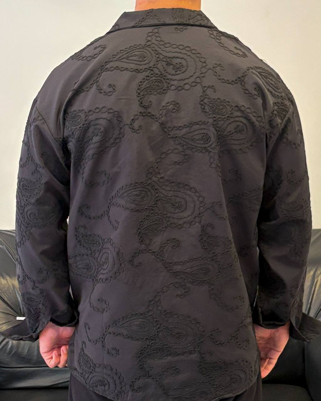 Nakışlı Siyah Oversize Gömlek