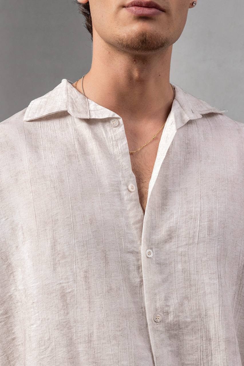 Beyaz Oversize Çizgili Gömlek