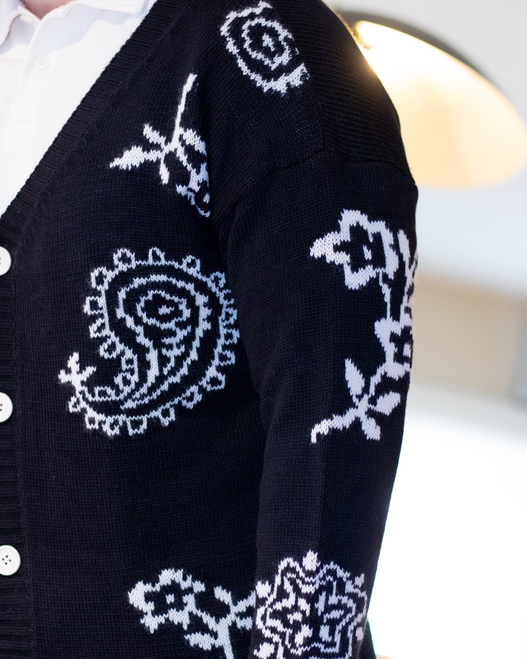 Desenli Hırka Oversize Siyah