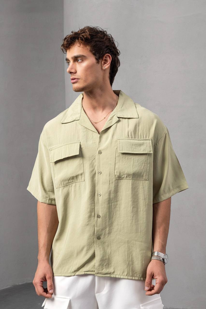 Yeşil Haki Oversize Gömlek 