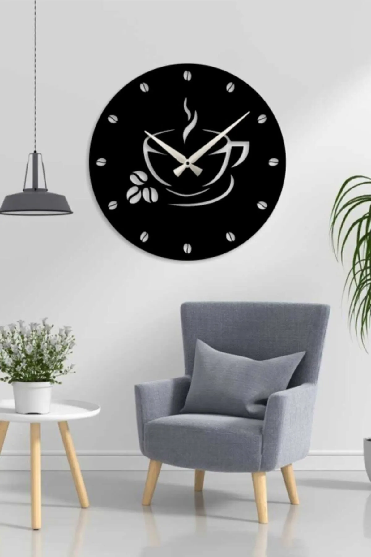 DUVAR SAATİ KAHVE DESENLİ MUTFAK EBATI 40X40 3MM KALINLIĞI 