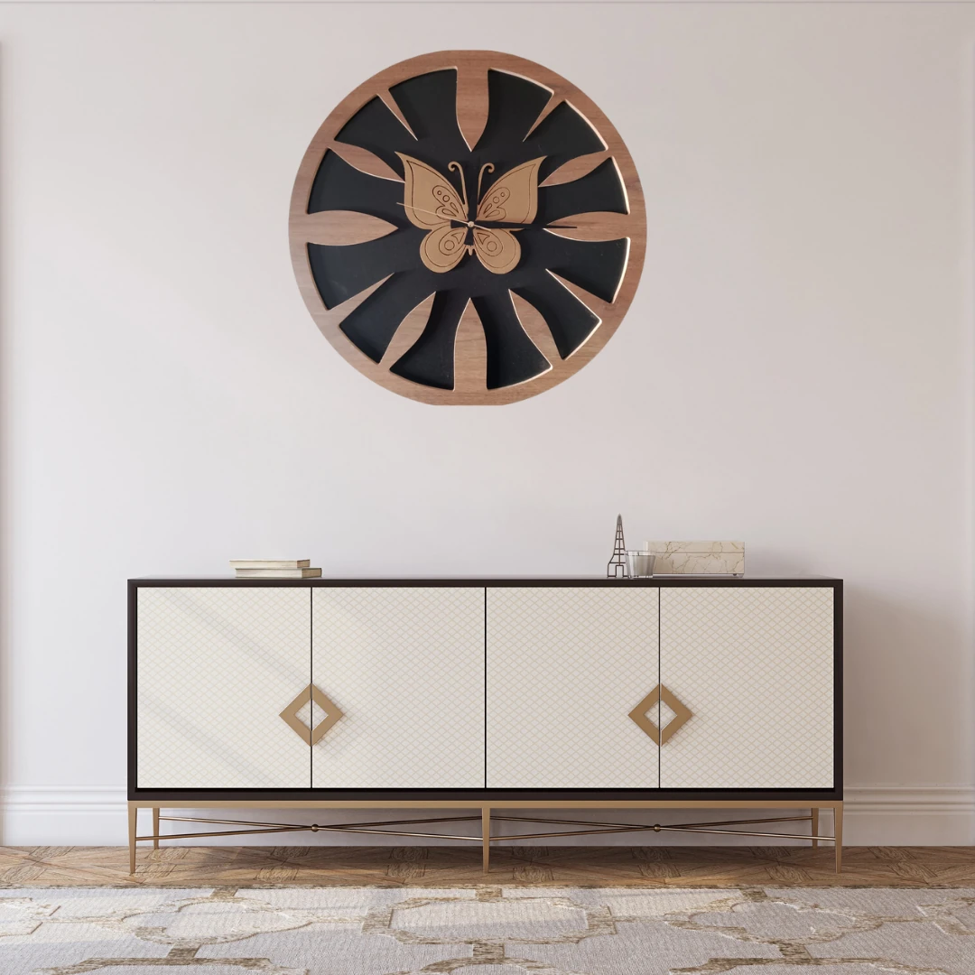 DUVAR SAATİ YALDIZ KELEBEK SAAT MODELİ EBATI 40X40 KALINLIĞI 11 MM