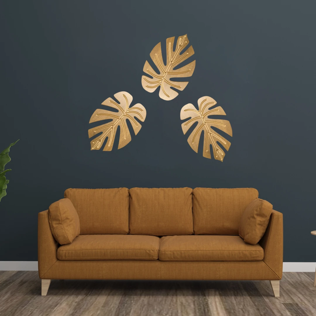 DUVAR SÜSÜ YAPRAK DÜVAR SÜSÜ SALON BALKON VE BİRÇOK MEKANDA KULLANABİLİRSİNİZ 3'LÜ