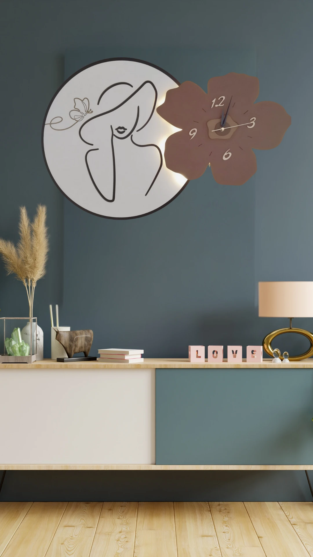 AYDINLATMALI TABLO DUVAR SAATİ