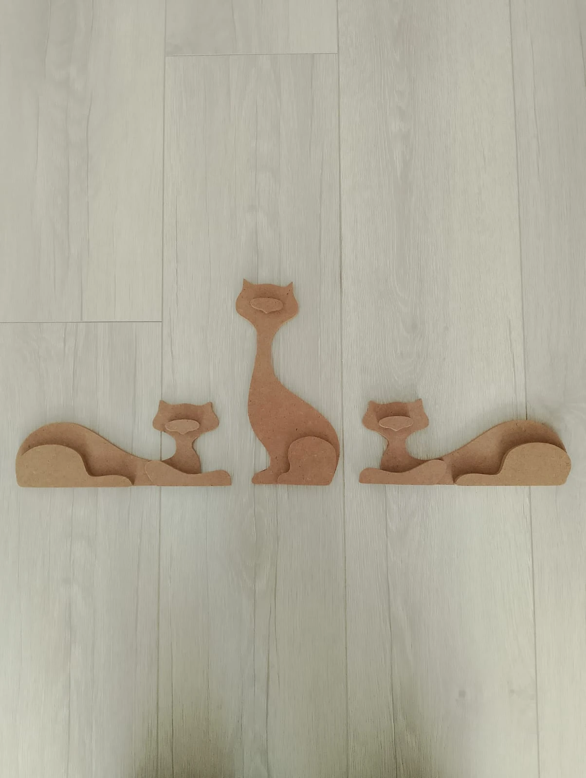 BOYANABİLİR HAM AHŞAP 3'LÜ KEDİ BİBLO HOBİ