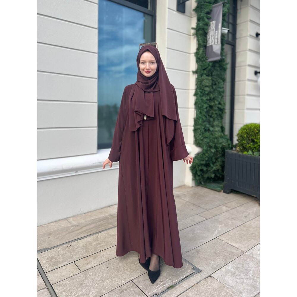 Kolu düğme detaylı Abaya Bordo✨