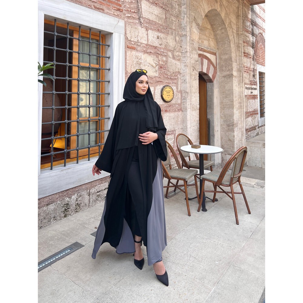 Grey Black Abaya