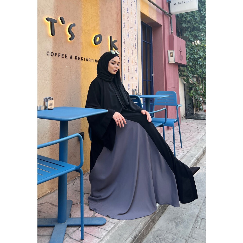 Grey Black Abaya