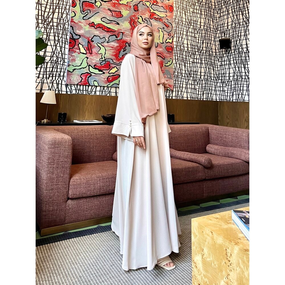 Krem İNCİ Abaya