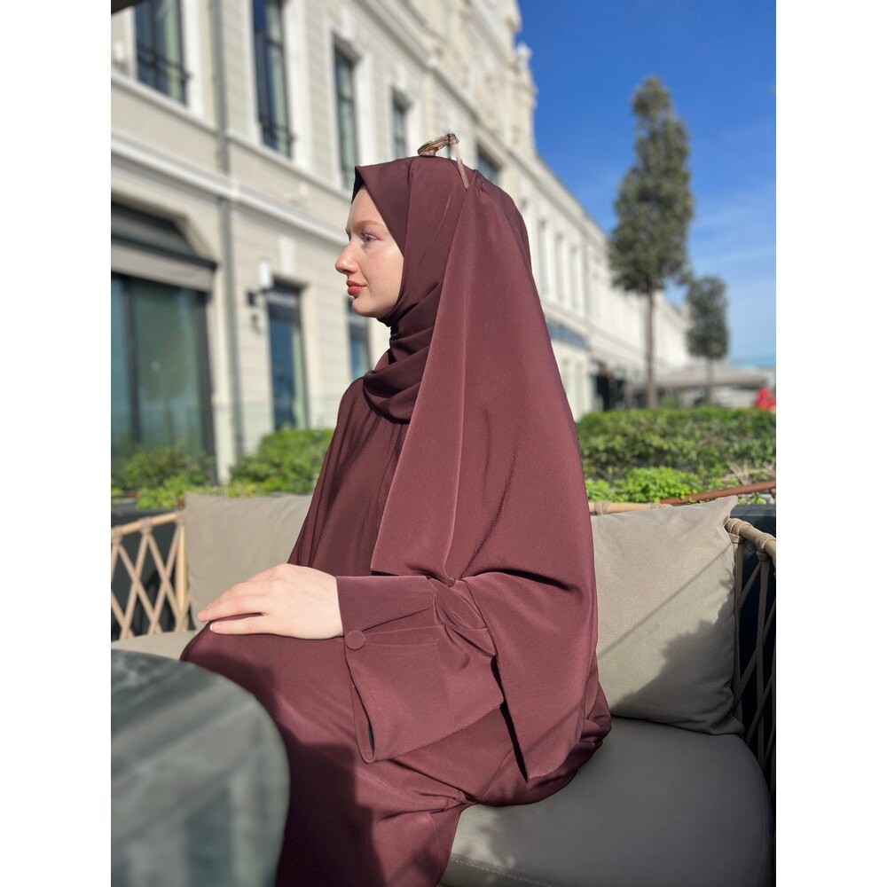 Kolu düğme detaylı Abaya Bordo✨