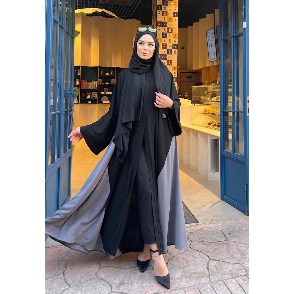 Grey Black Abaya