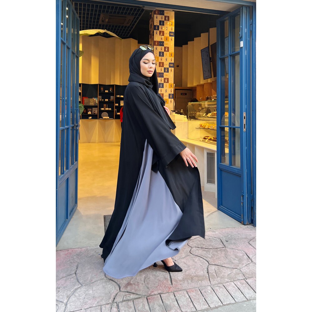 Grey Black Abaya