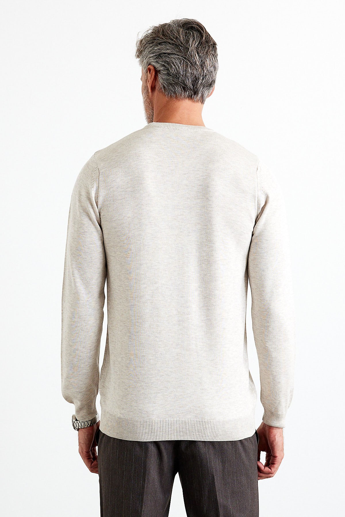 Men's Slim Fit Narrow Cut Turtleneck Sweater - Beige