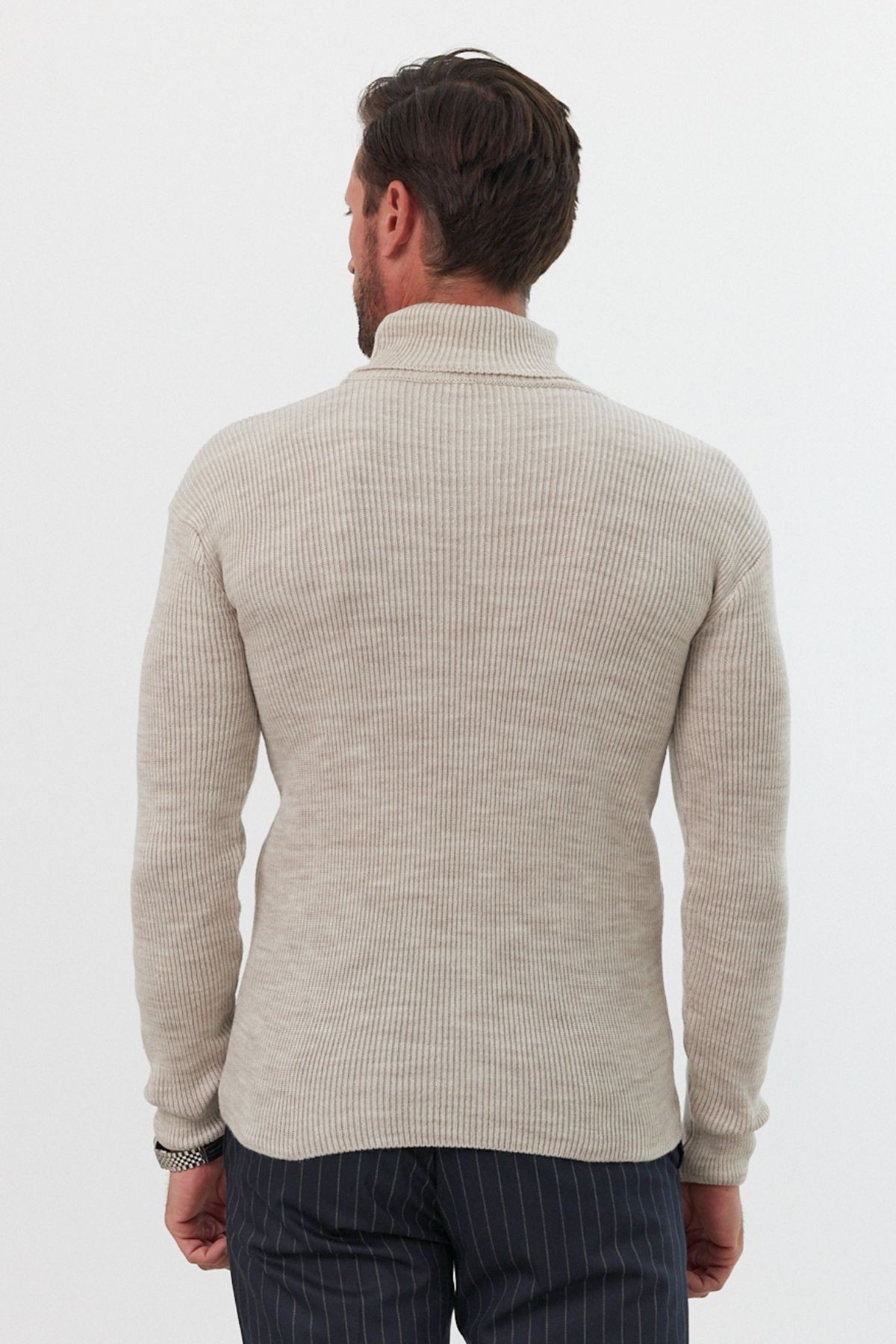 Men's Turtleneck Neck Slim Fit Ribbed Knit Sweater