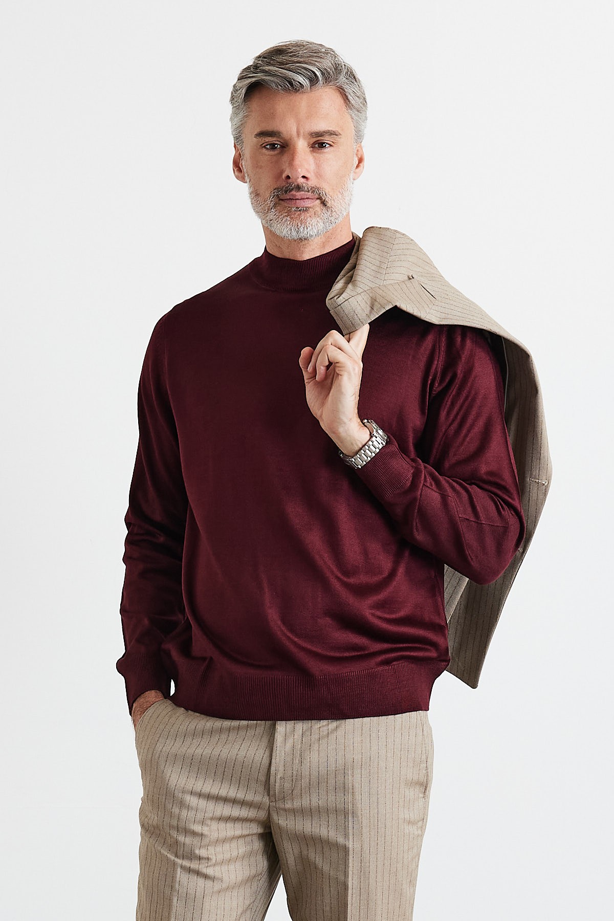 Men's Standard Fit Regular Cut Half Turtleneck Sweater