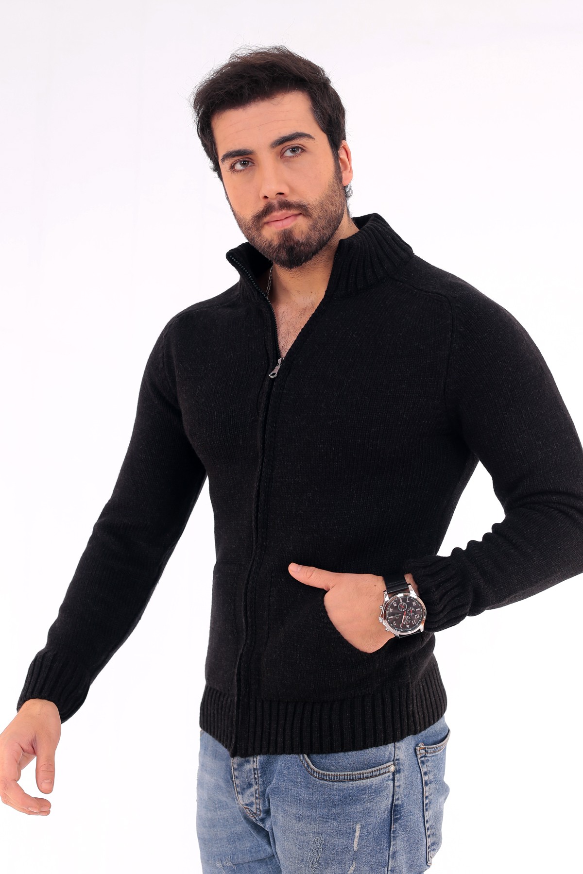 Men's Thick Zippered Pocket Sweater