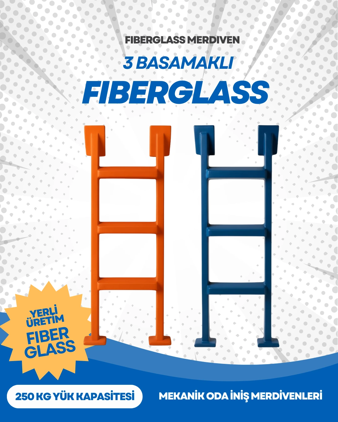 Fiberglass Merdiven 3 Basamak