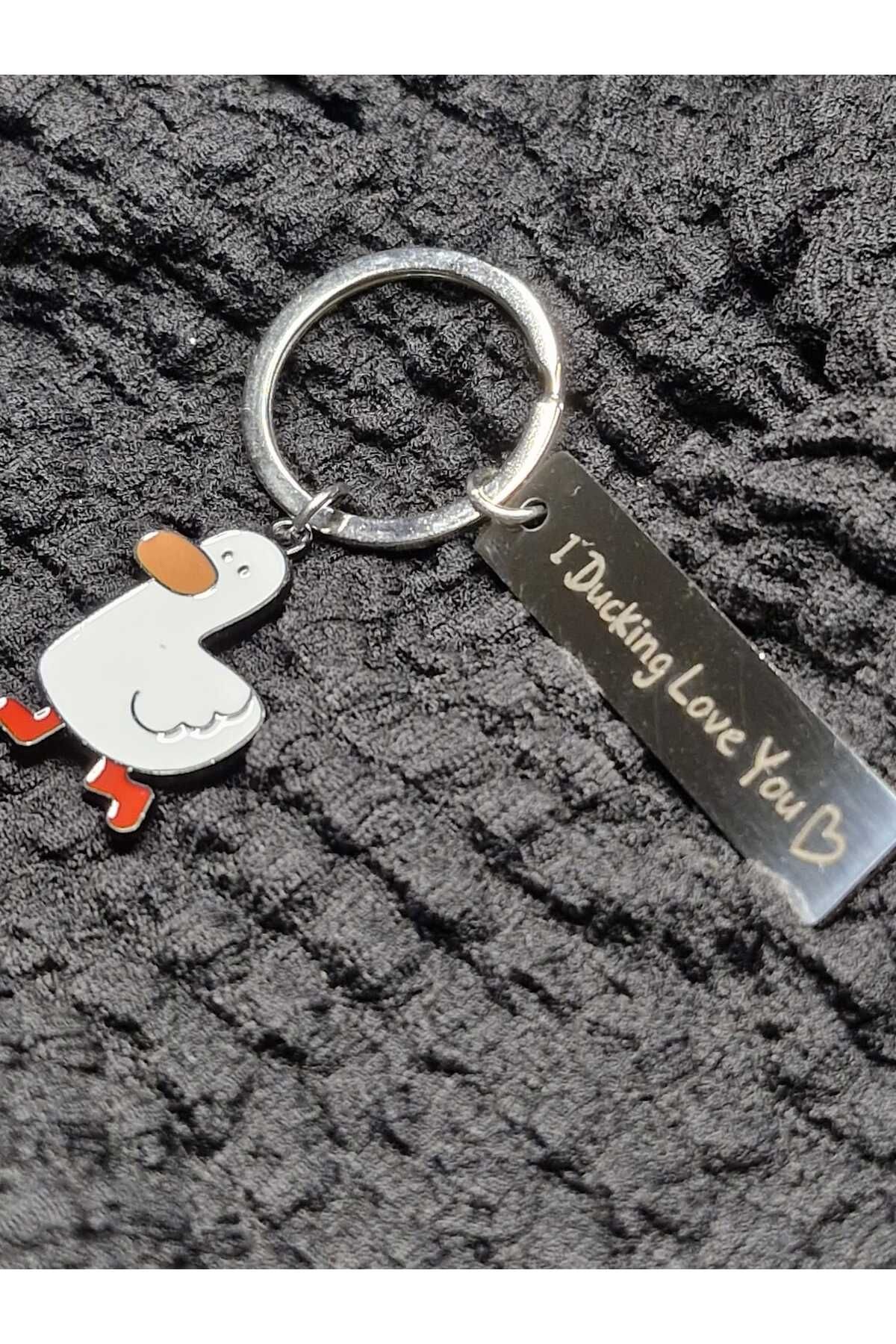 Ördek I Ducking Love You Yazılı Anahtarlık