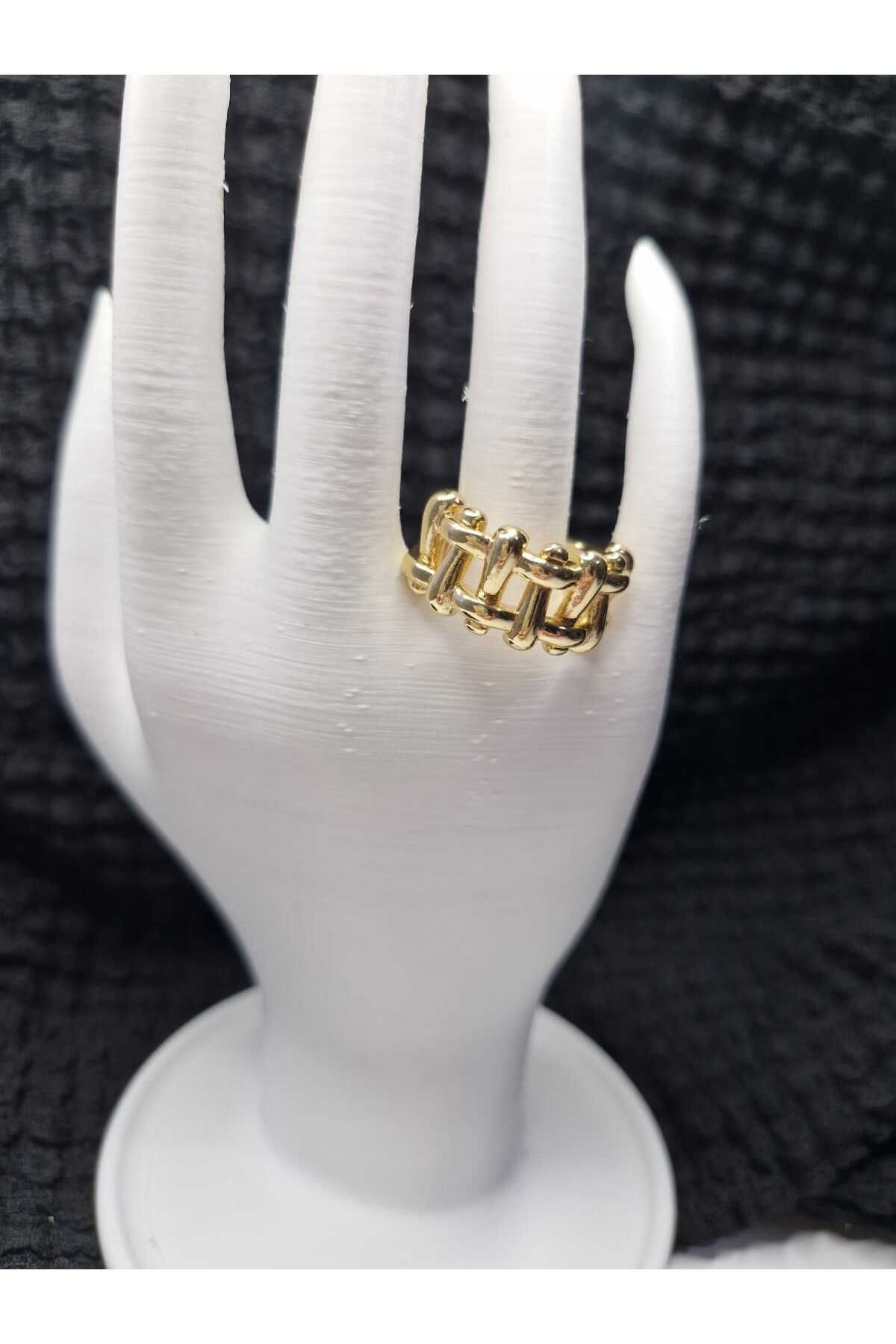 Çelik Punk Örgü Yüzük Gold