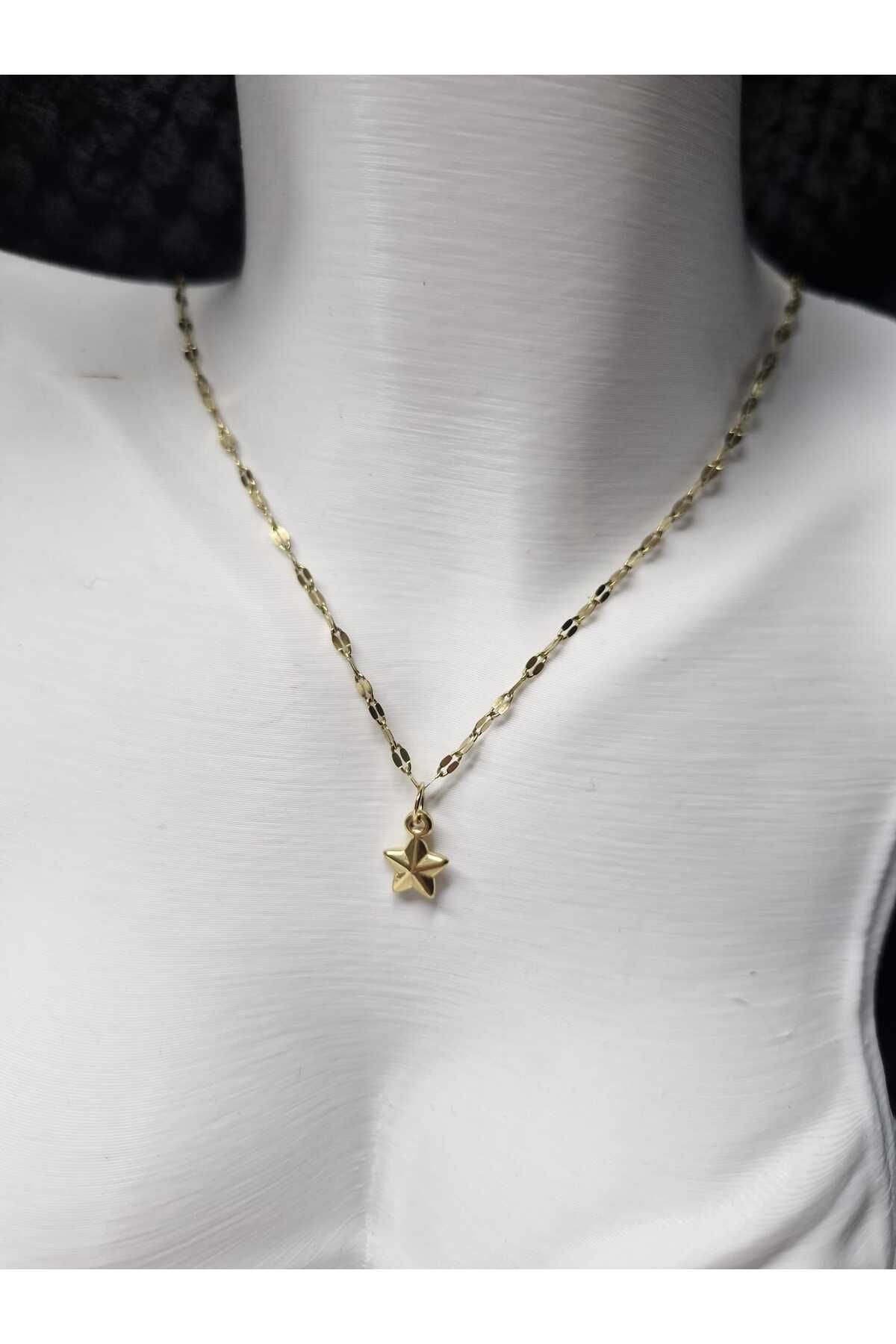 Çelik Minik Yıldız Minimal Kolye Gold