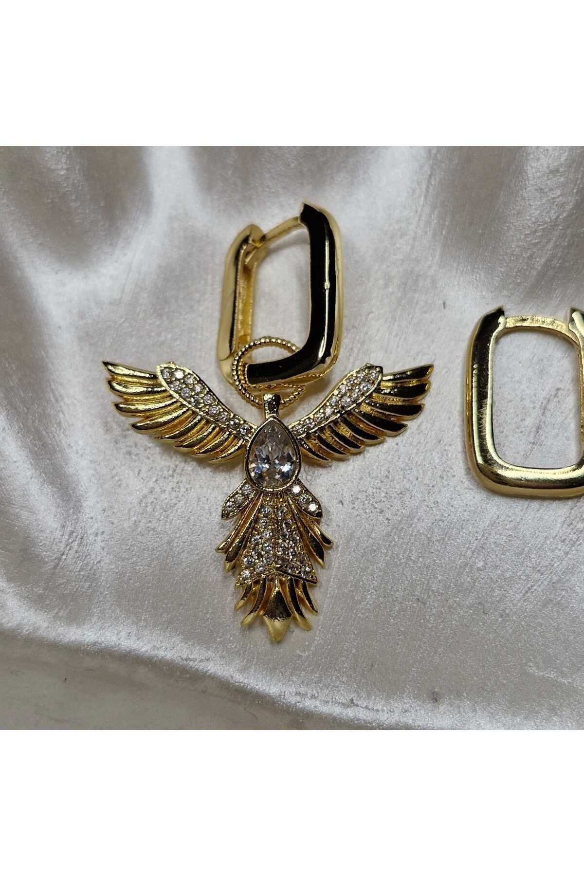 Özel Üretim Taşlı Anka Kuşu Küpe