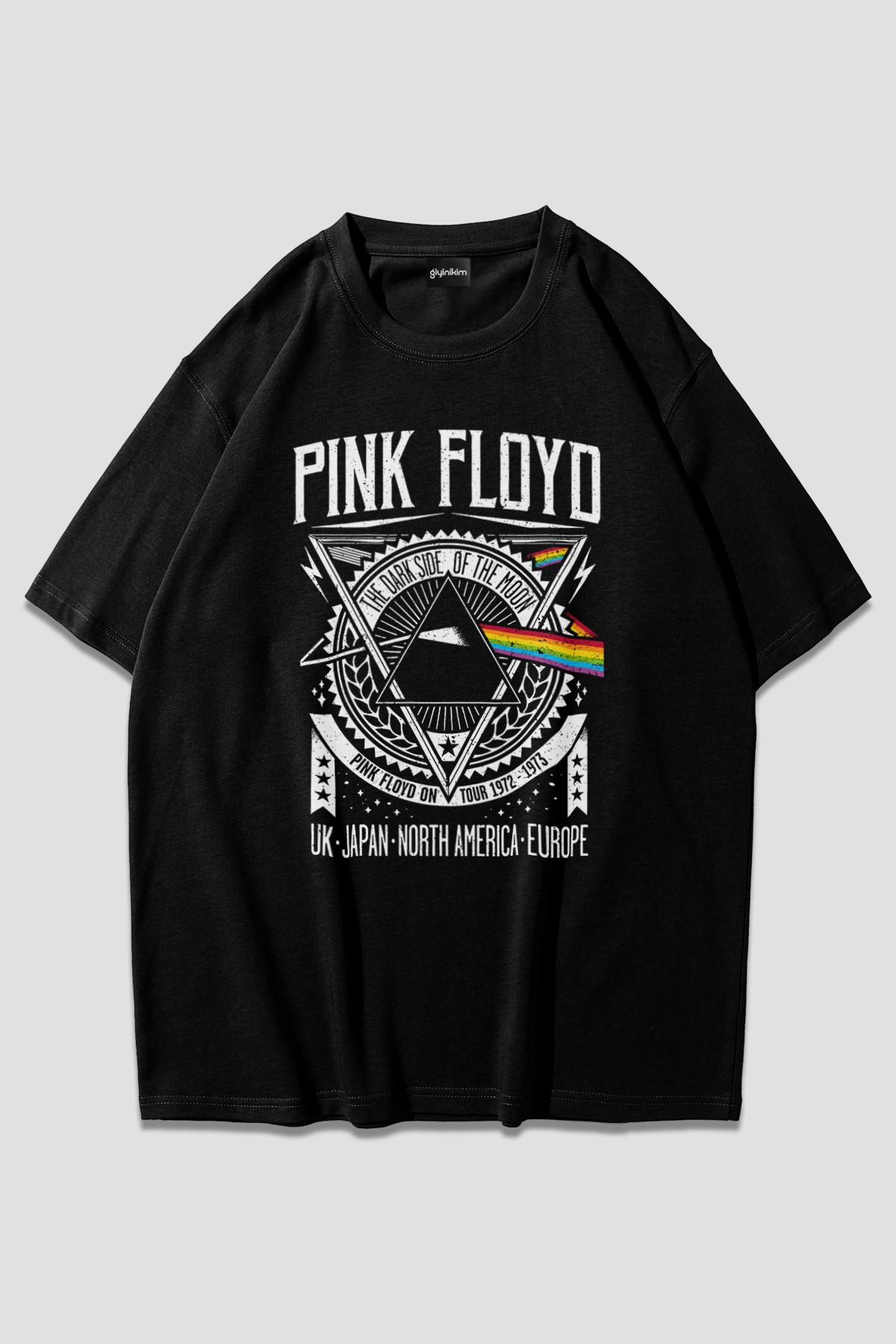 Pink Floyd Poster Siyah Oversize T-Shirt
