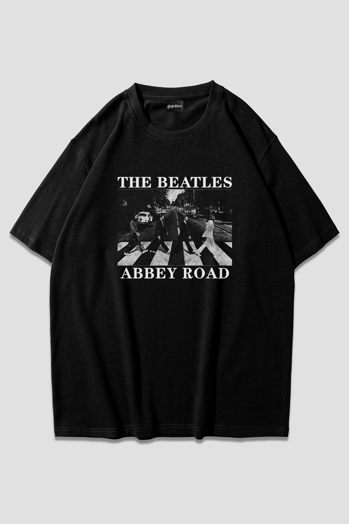 The Beatles Abbey road siyah oversize unisex T-shirt