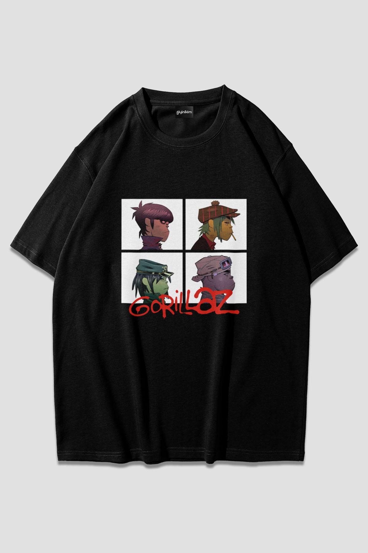 Gorillaz Siyah Unisex oversize T-shirt