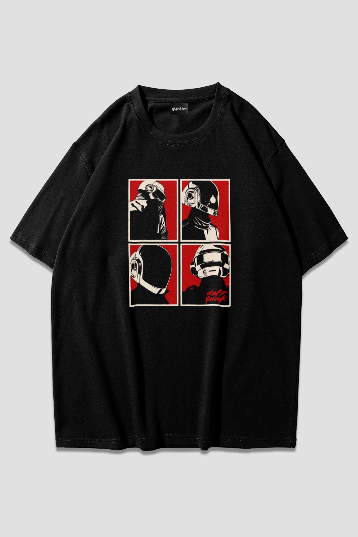 Daft Punk Siyah Oversize T-Shirt